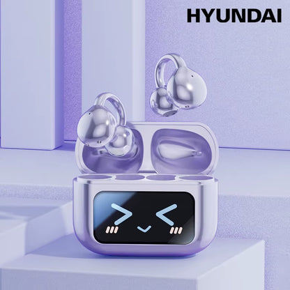 EchoGrip M100 ENC Ear Clip Earphones in a stylish charging case with playful design.