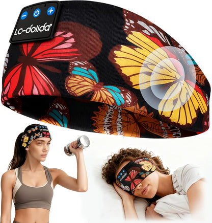 Sleep Mask with Bluetooth Headphones, Floral Sleep Headphones Bluetooth Headband for Sleeping Sports Sleep Mask for Side Sleeper, Best Gift and Travel Essentials