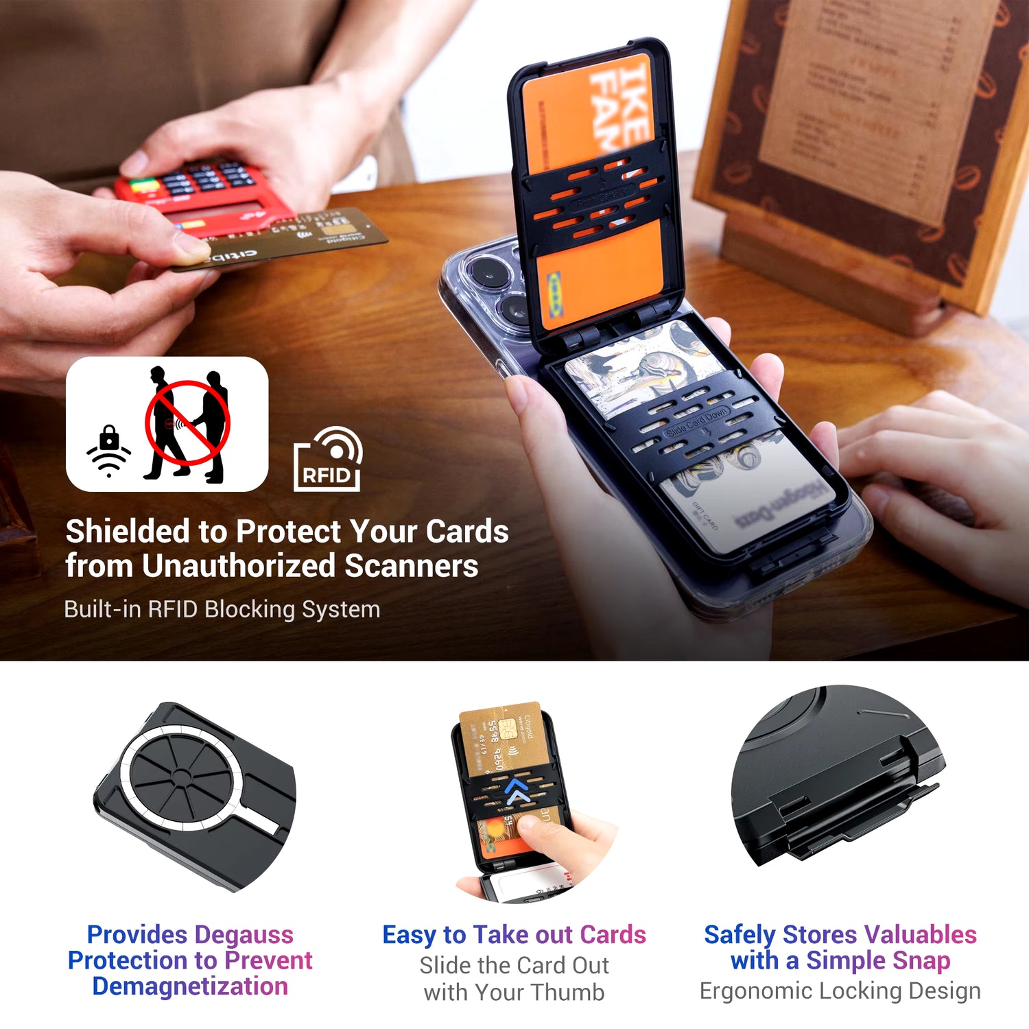 Magnetic Wallet &amp;Card Holder with RFID Blocking Function for Iphone 17 16 15 14 Pro/ Pro Max/13 Pro Max/13 12 Pro Magsafe Wallet