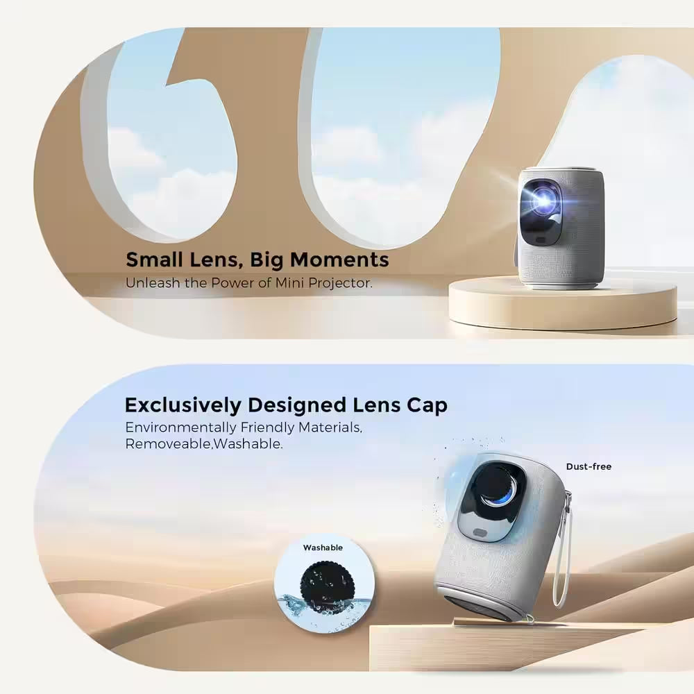 1920 X 1080 Full HD Wifi Bluetooth Mini Portable Projector with 9000-Lumens Handheld &amp; Compatible HDMI USB, Audio Port
