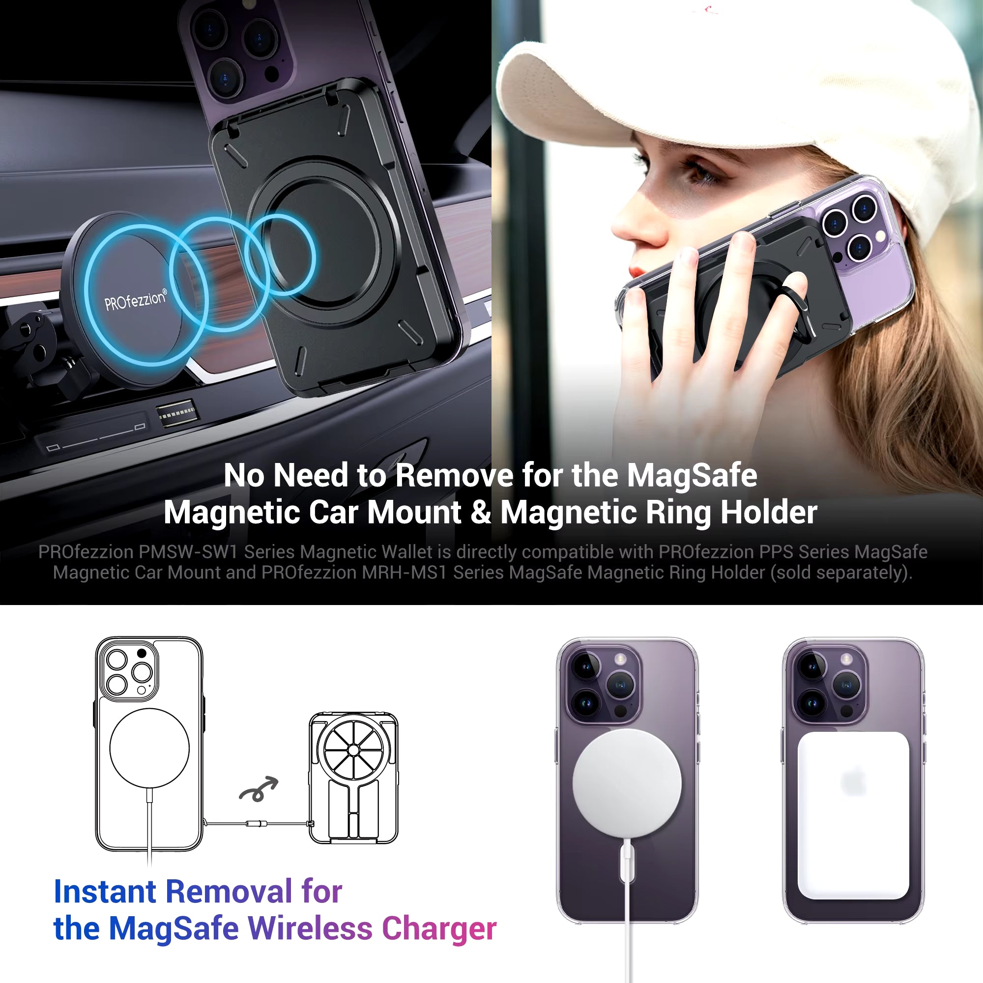 Magnetic Wallet &amp;Card Holder with RFID Blocking Function for Iphone 17 16 15 14 Pro/ Pro Max/13 Pro Max/13 12 Pro Magsafe Wallet