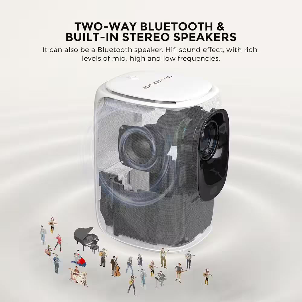 1920 X 1080 Full HD Wifi Bluetooth Mini Portable Projector with 9000-Lumens Handheld &amp; Compatible HDMI USB, Audio Port